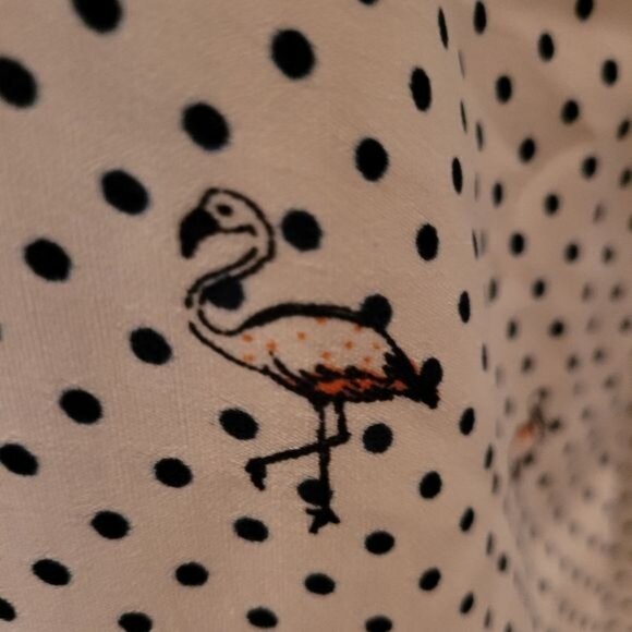 Modcloth XL Dress bird birds blue beach flamingo flamingos polka dot - Picture 2 of 11